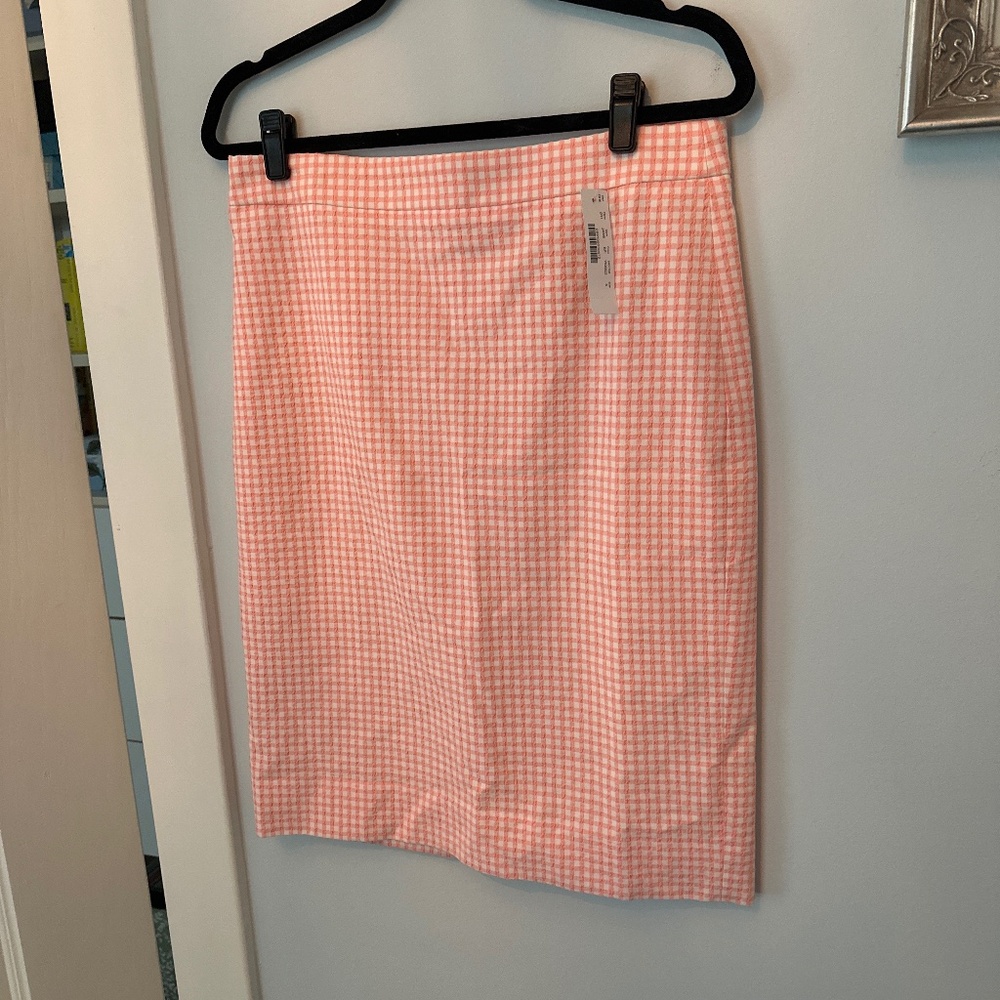 NWT J Crew No. 2 Pencil Skirt in Gingham Seersucker Size 6